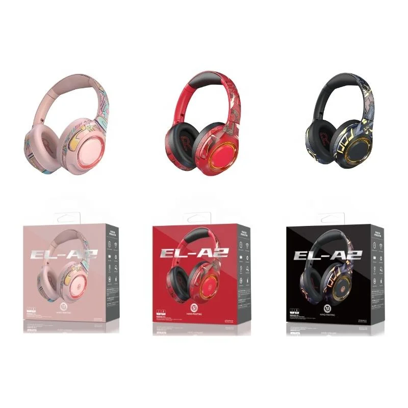 Fashion Foldable RGB Headsets Hand Painting Wireless Gaming Headsets with Detachable Microphone EL-A2