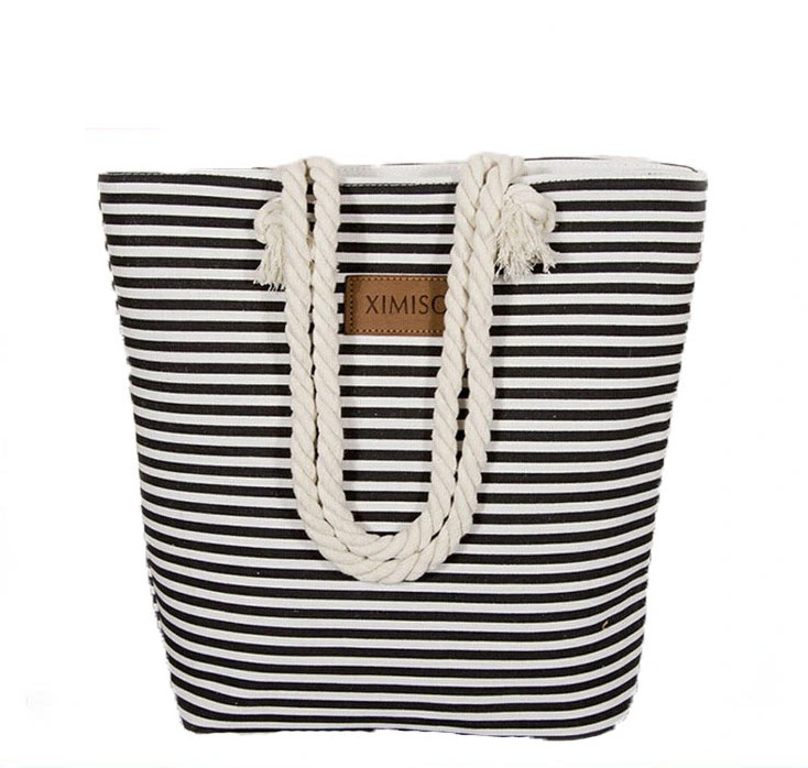 China Manufacture Distributor Wholesale/Supplier Fashion Women Lady Custom Supermarket Handbag Foldable Rope Handle Canvas Hand Shoulder Travel Shopping Beach Tote Bag