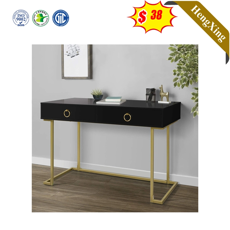 Table de bureau moderne de luxe avec cadre en acier inoxydable doré et métal Bureau mobilier de bureau