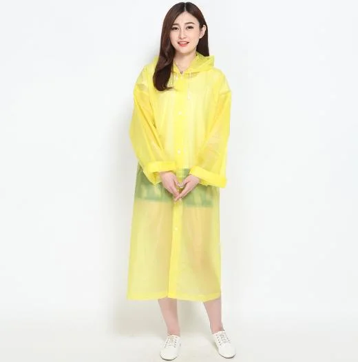 Custom Günstige Outdoor transparent Einweg wasserdicht EVA Regenbekleidung Unisex Erwachsene Regenmantel Regen Poncho