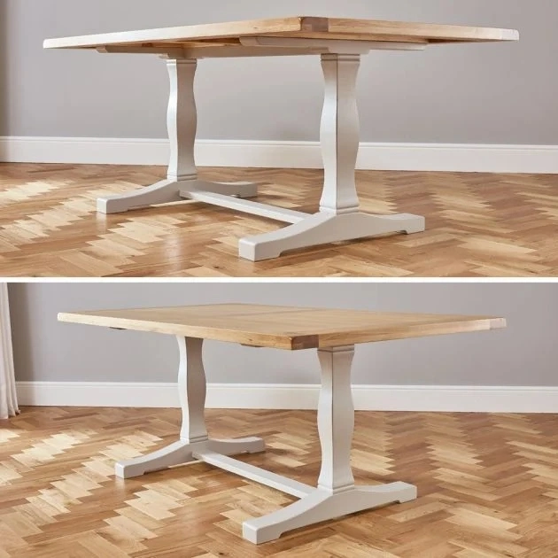 China la fabricación de pintura gris de 1,8 m de madera de roble macizo refectorio de la mesa de comedor, sillas de 6 a 8 personas.