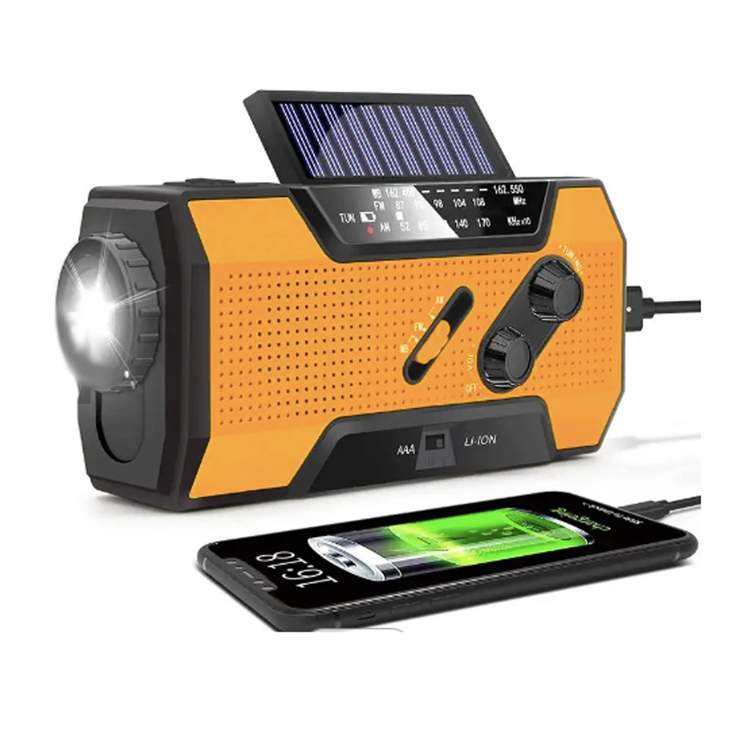 Mejor portátil de mano Crank Cargador Solar de emergencia Radio Banco de Energía Con linterna