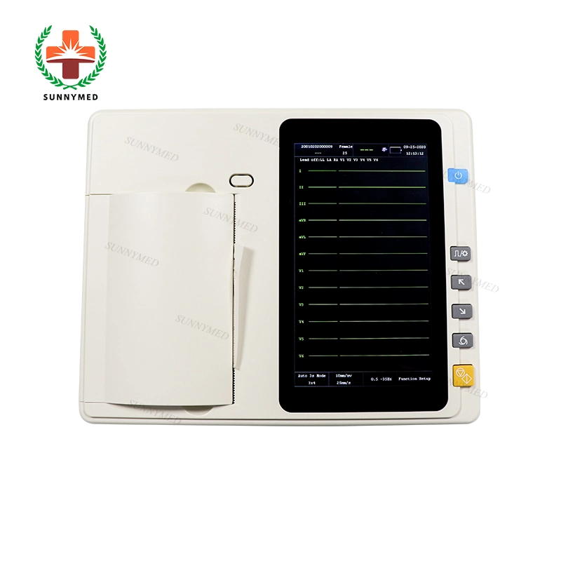 7'' Color LCD Display ECG Machine 3 Channels 12 Lead Cardiology