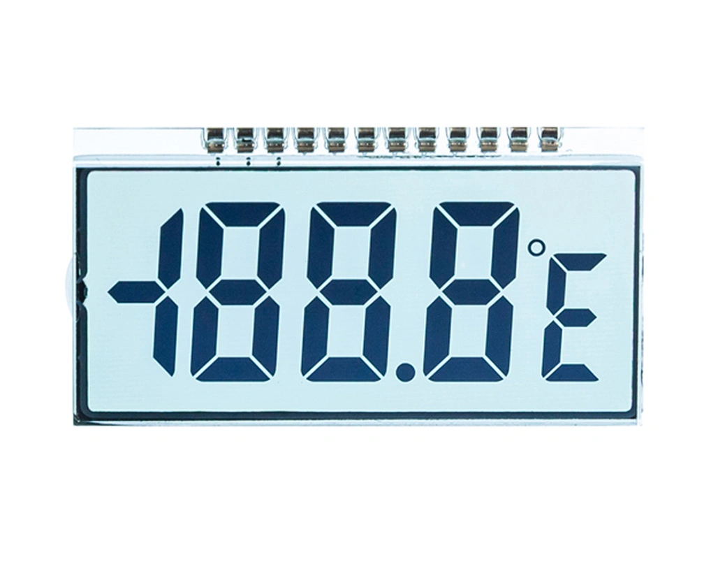 Custom 12 Pins Tn Htn Stn FSTN Segment Monochrome LCD for Temperature and Humidity Meter Display