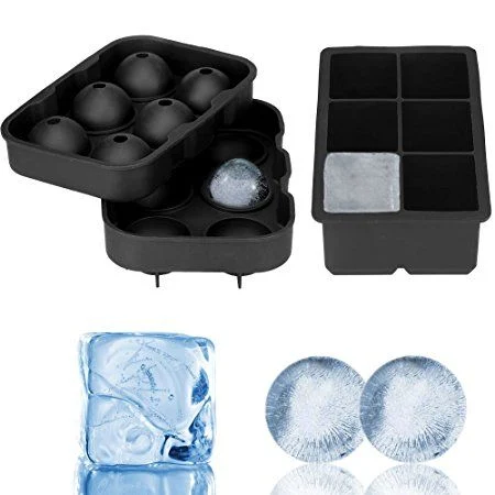 Custom Silicone Ball Round Black Ice Mold Flexible Whiskey Ice Cube Mould