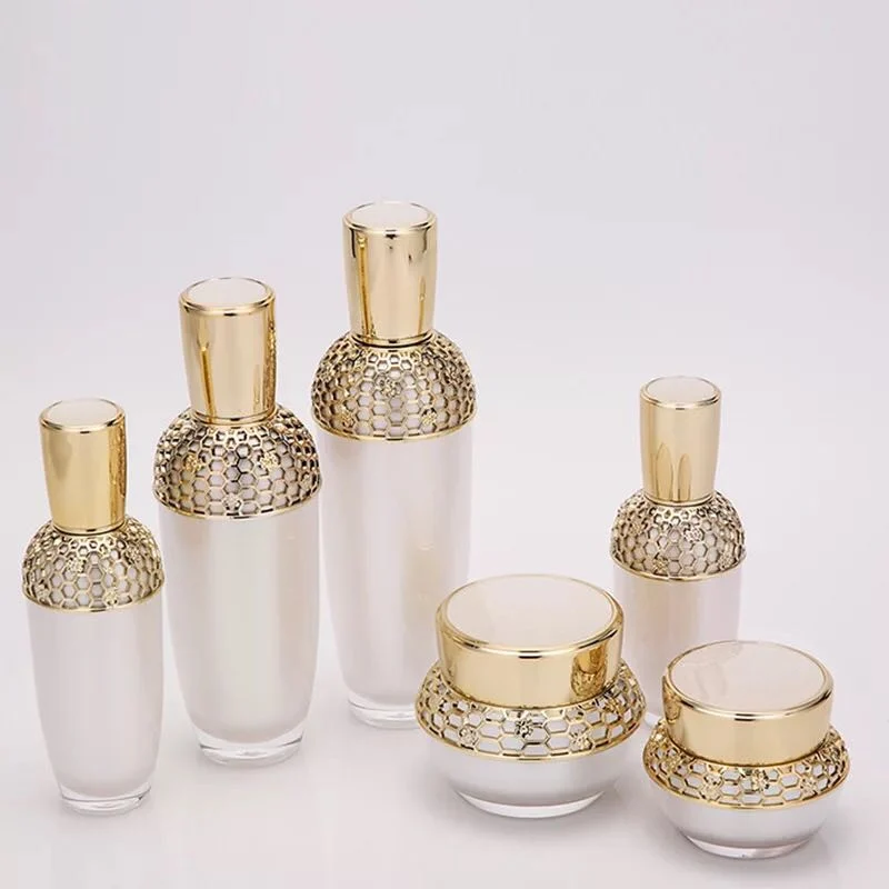 Beautiful Care Container Gold Cosmetic Bottles and Jars Sets