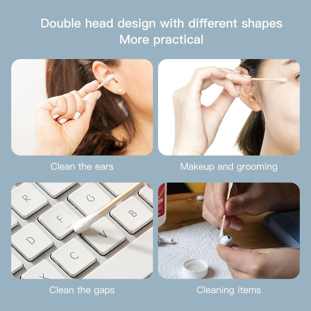 Maquilhagem com cabeça de algodão de extremidade dupla para as orelhas Disposable Tampon Stick