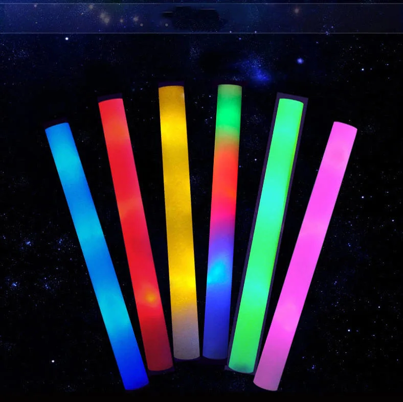 Personalisierung Promotion 48cm Party Hochzeitskonzert Glow in Dark Stick Blinkende jubelnde rave Schlagstöcke LED blinkende Spielzeug Schaumstoff Stick