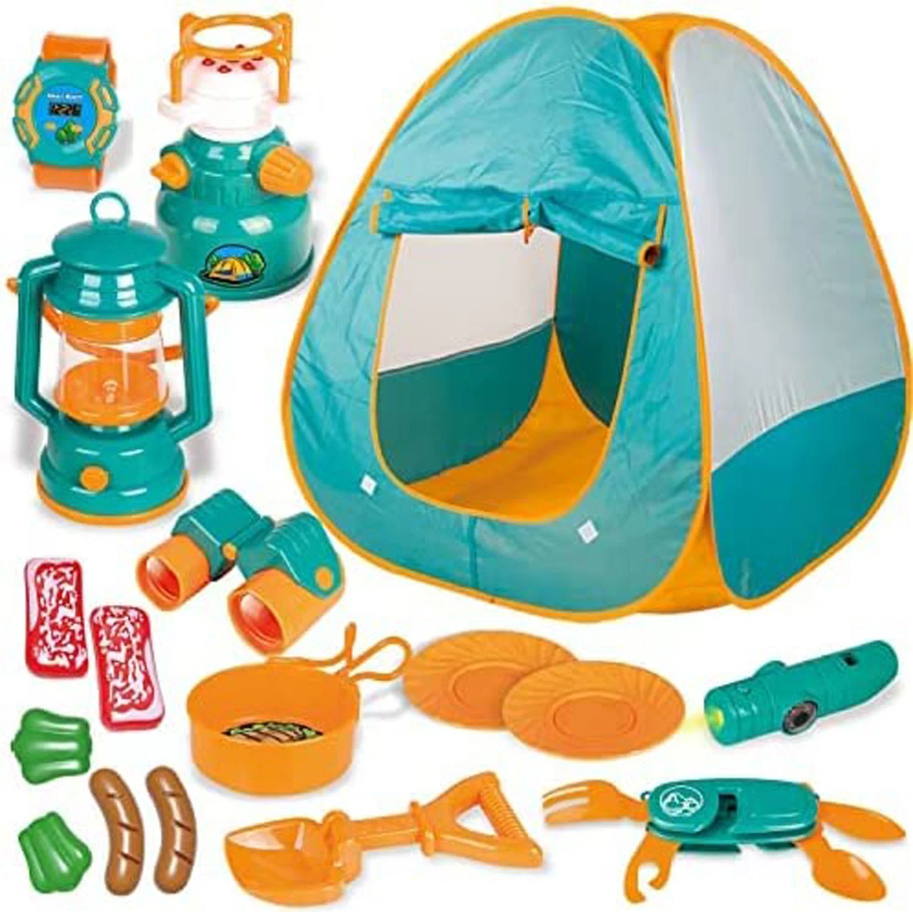 Pop up Tent with Kids Camping Gear Set Outdoor Toys Camping Tools Set for Kids Kids Play Tent Toy