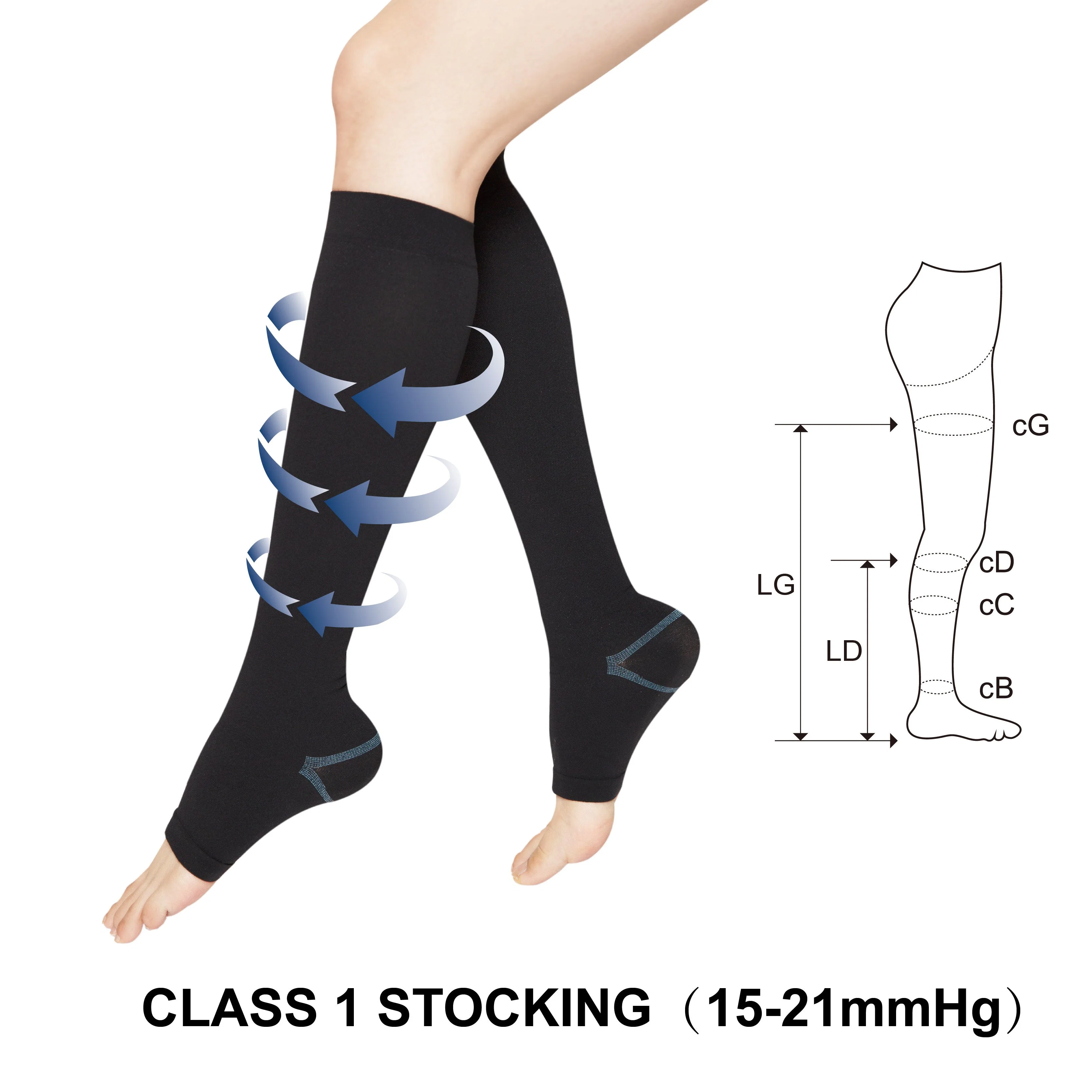 Compression Stocking 15-21mmhg with Open Toes Class 1 (AD-101)