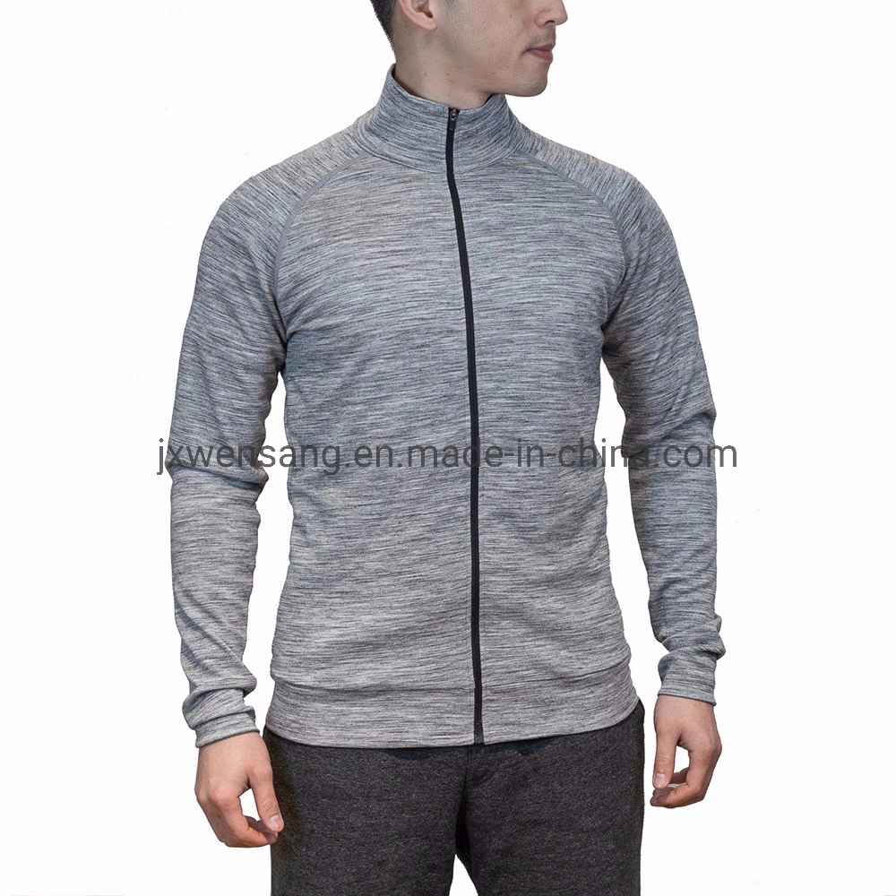 China Manufacturer Merino Wool Base Layer Shirt Men's Wicking Breathable Anti-Odor Wool Zip Shirt