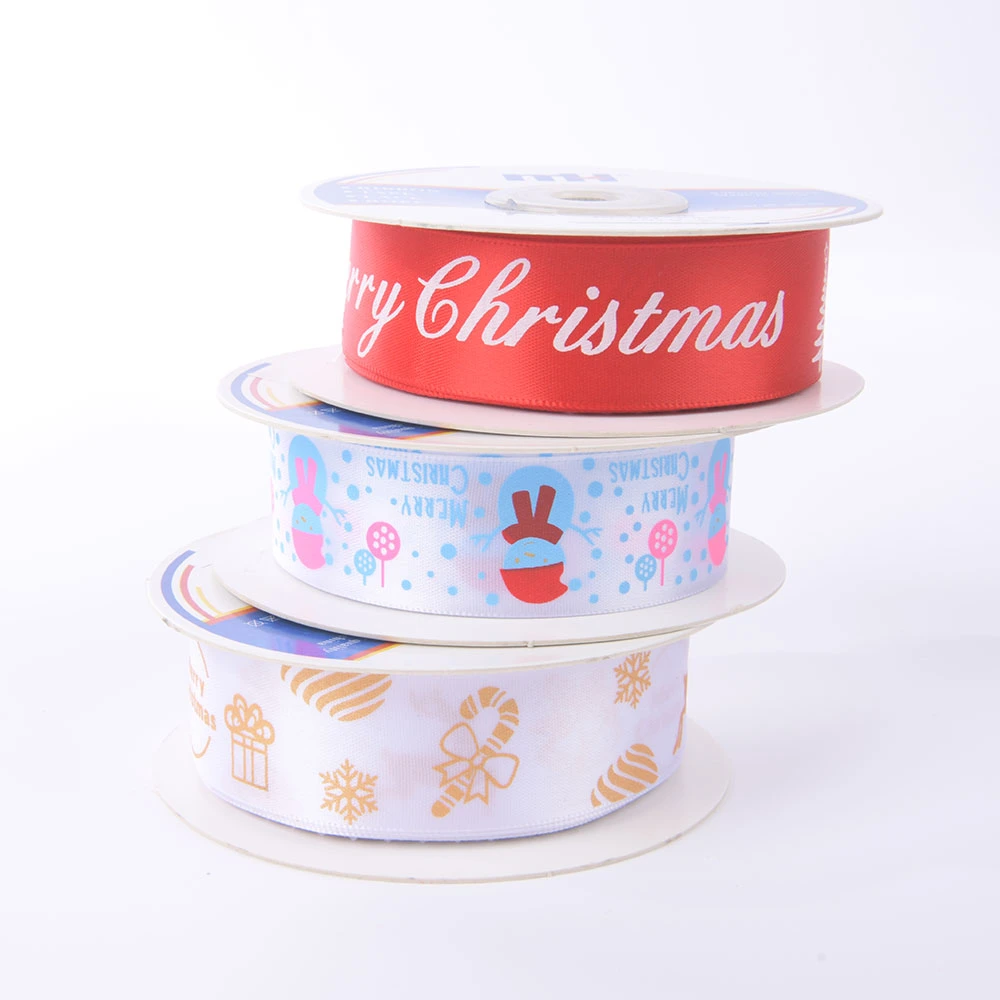 Printed Christmas Satin Ribbons for Gift Wrapping Bow Making