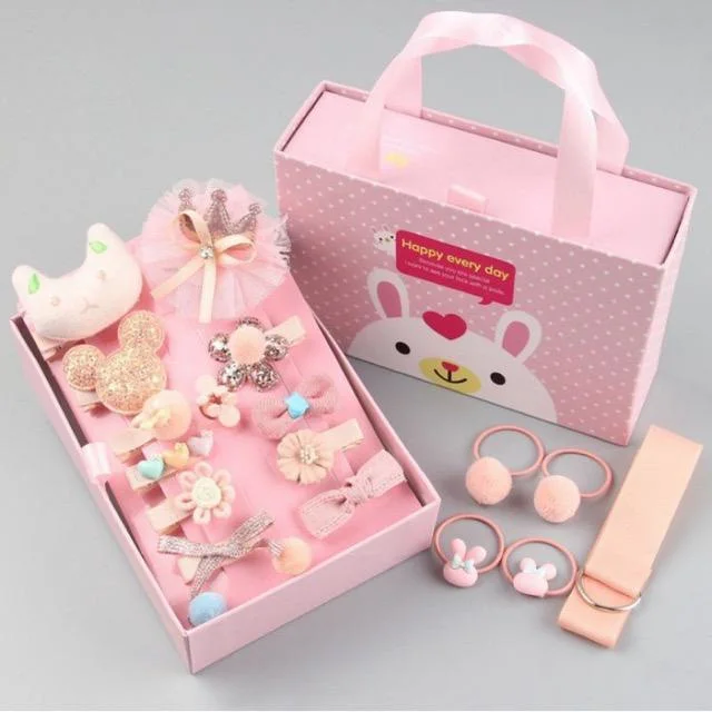 Children's Hair Accessories Gift Box Lovely Hair Ties Hair Clips Set for Kids Girls