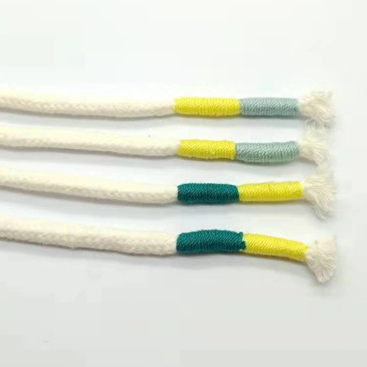 Corda de algodão em fio branco com logótipo de impressão redonda personalizada Cordão com fecho com ponta metálica para cordão de hoodie