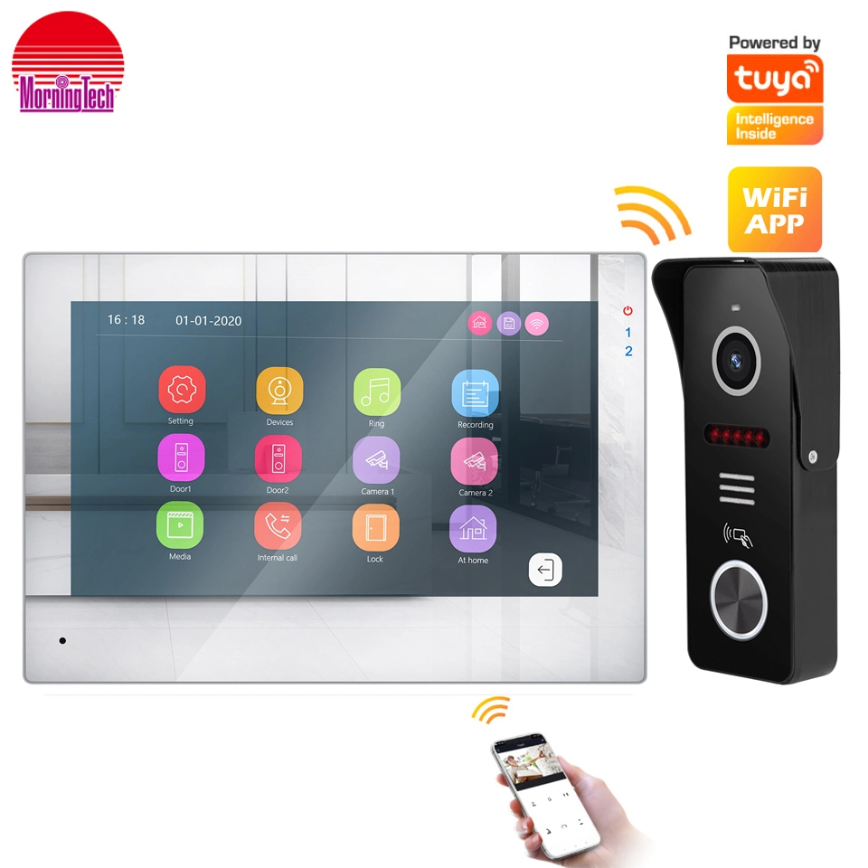 HD WiFi Smart Home Video Intercom Kit Mirror Touch Screen Doorphone Intercom