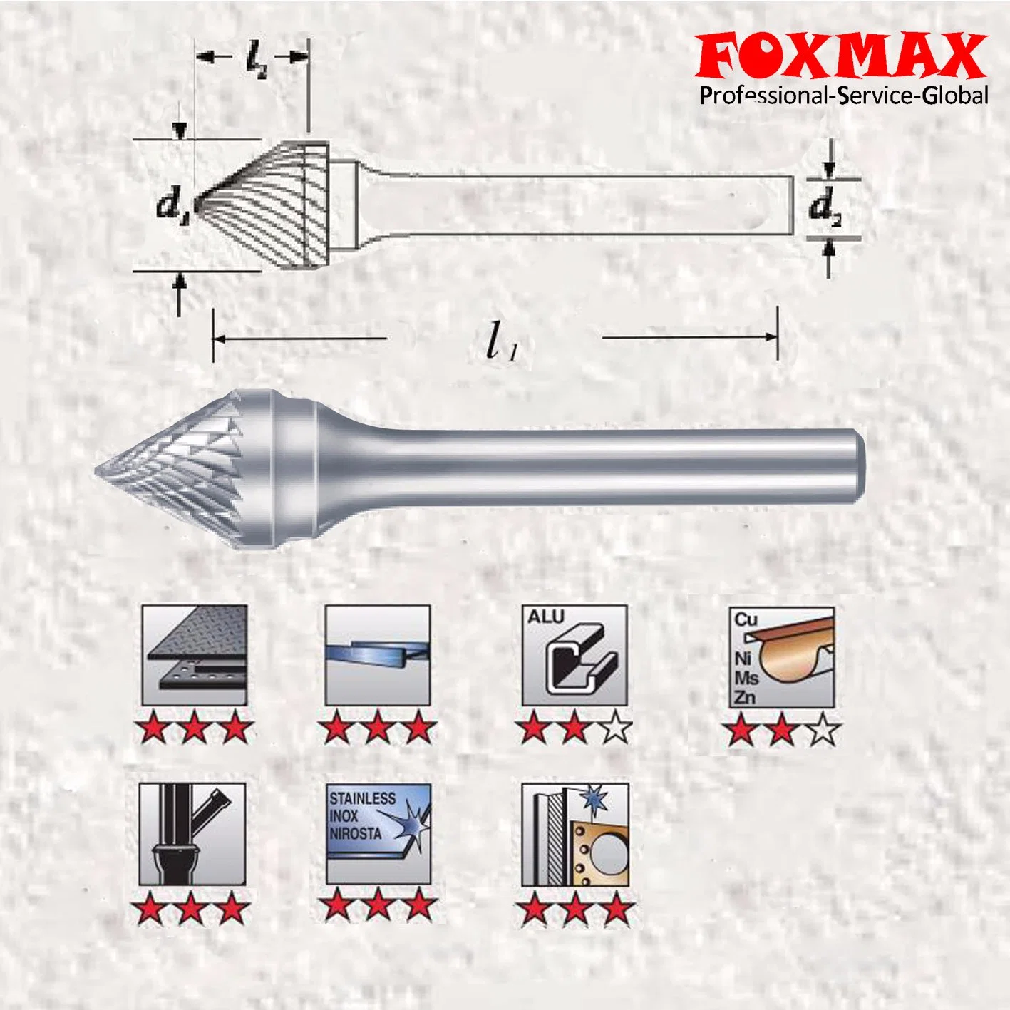 Cone Shape 60 Degrees Carbide Rotary Bur (FXD-62)