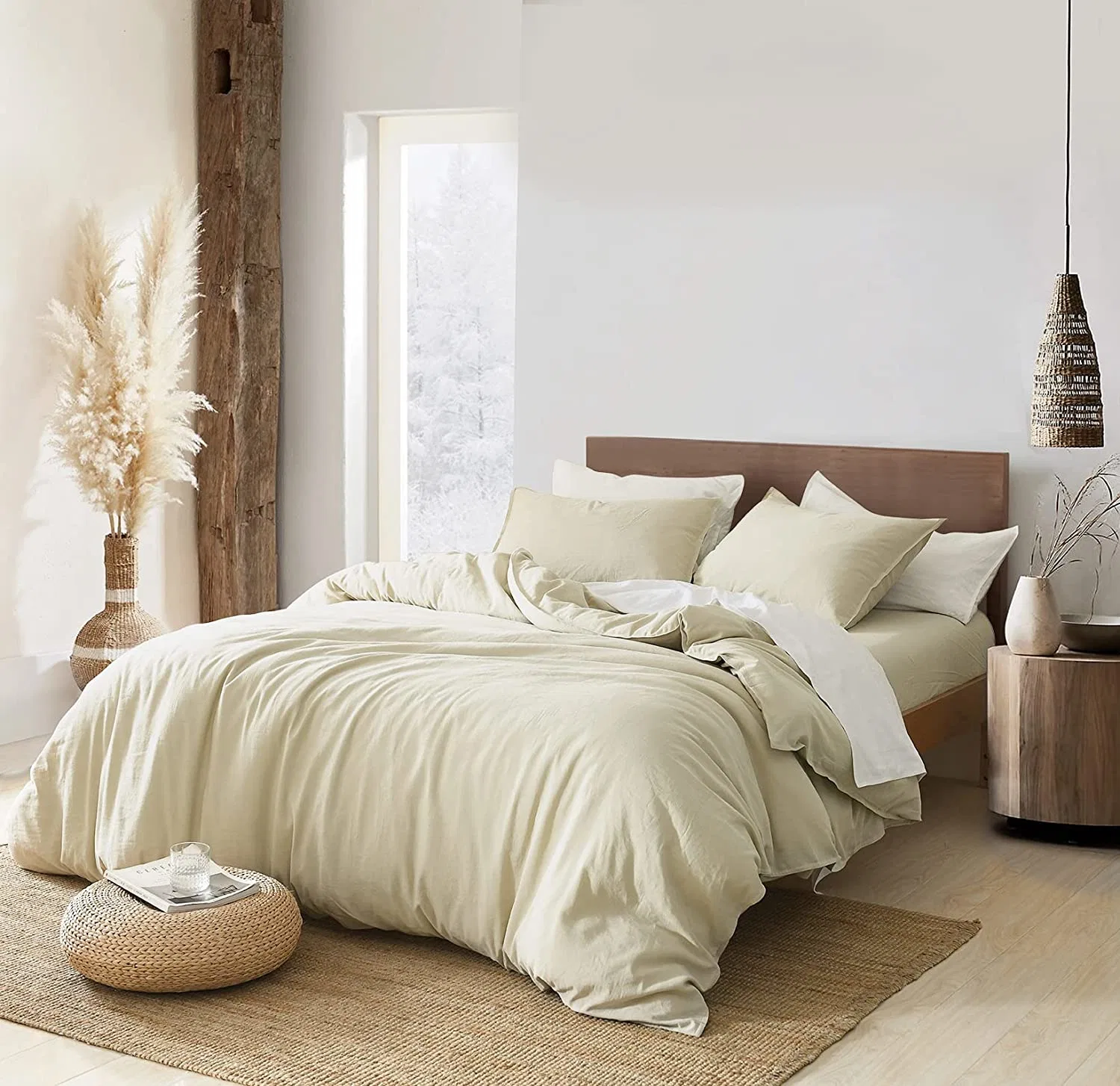 Roupa de cama têxtil linho francês Stone Washed Bed duvet capa Conjunto de roupas de cama de atacado de folhas de cama