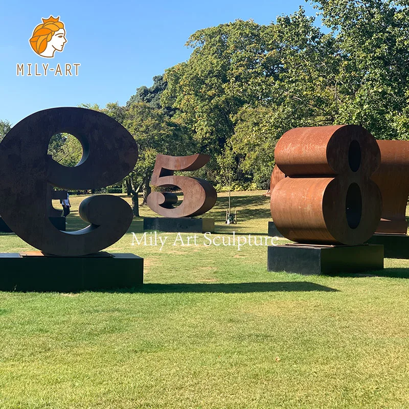 Large Outdoor Metal Corten Steel Number Sculpture for Decoration