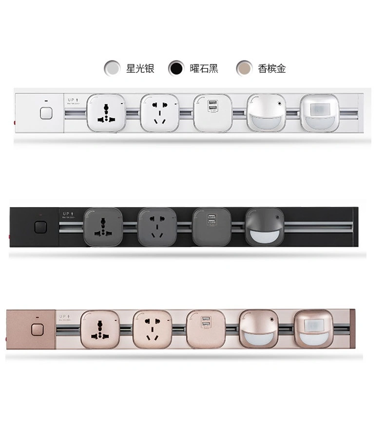 Smart Track Electrical Socket Desktop Power Track Rail Hidden Office Desk Socket/ Removable Adapter Embedded Power Outlet