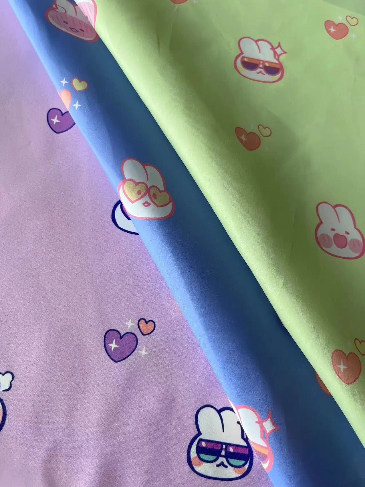 Digital Lovely Rabbit Printed Polyester Taffta Fabric for Kids