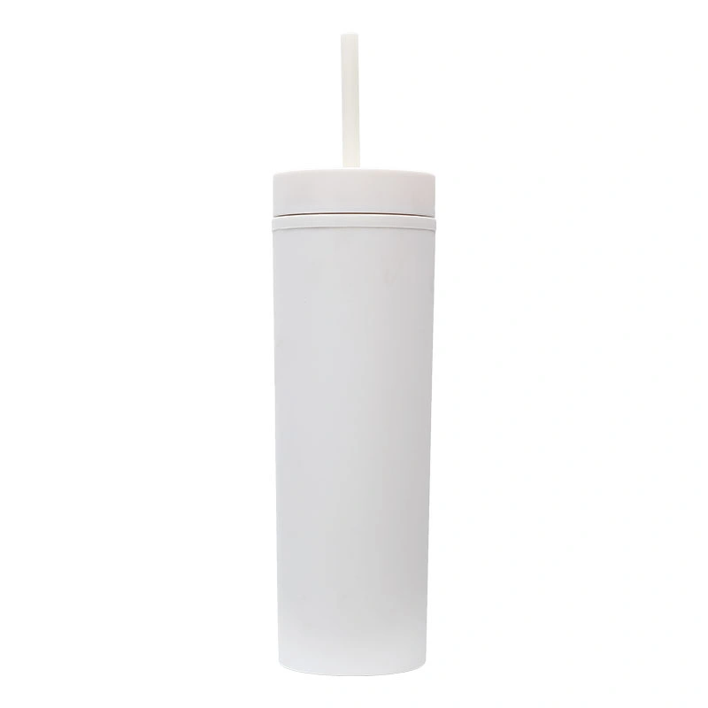 Customized Slim Skinny Acrylic Pastel Colored Semi-Matte Tumblers 16oz Plastic Reusable Tumbler Cups with Straw