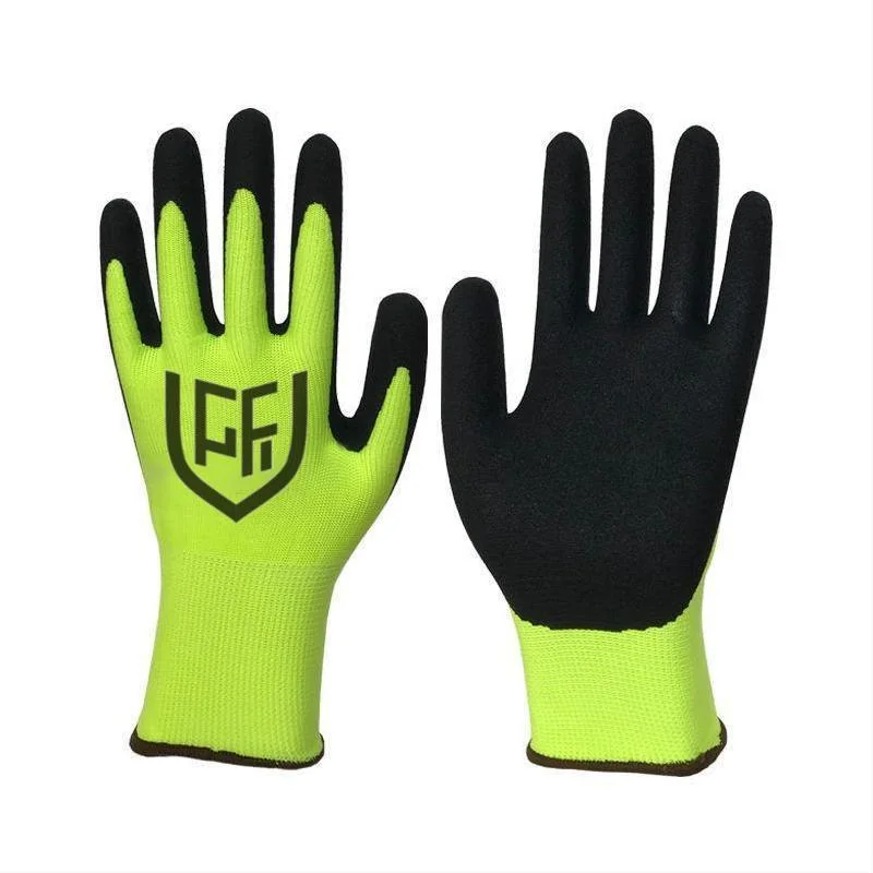 Customized 13G Soft Nylon Knit Liner Anti Grease Latex Coated Work Gloves Men