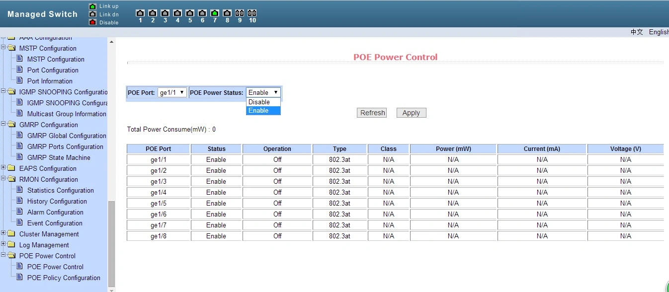 10/100/1000m 24+4SFP Poe Switch Web Managed 4 Fibre Uplink Network Schalter (TS2824GM)