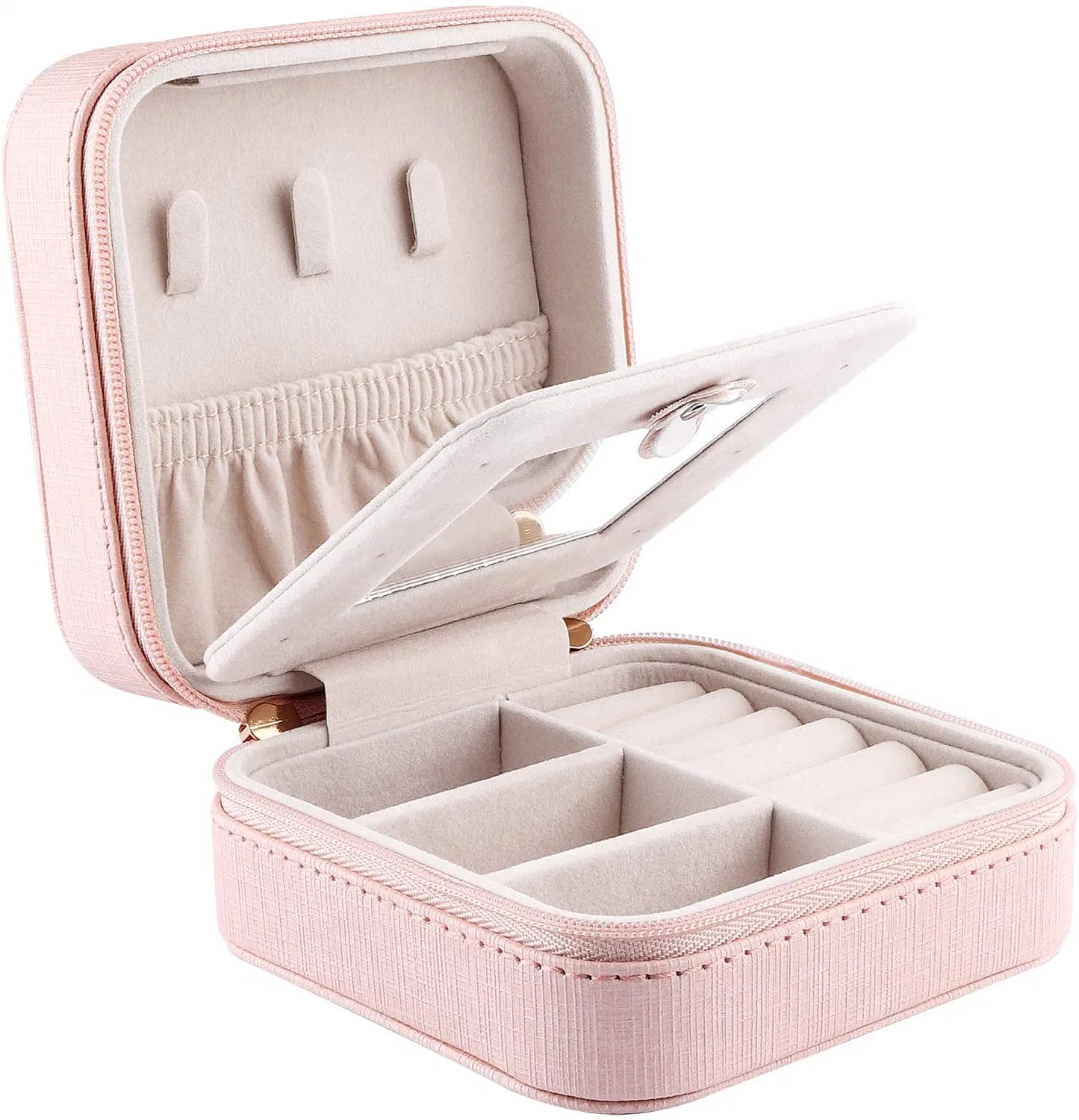 Lady Fashion Travel Jewelry Box Travel Mini Organizer Portable Display Storage Case for Rings Earrings Necklace