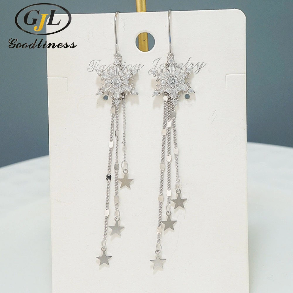 Оптовая торговля моды в раскрывающемся списке Earring серебристого цвета с изображением снежинки Star аксессуары