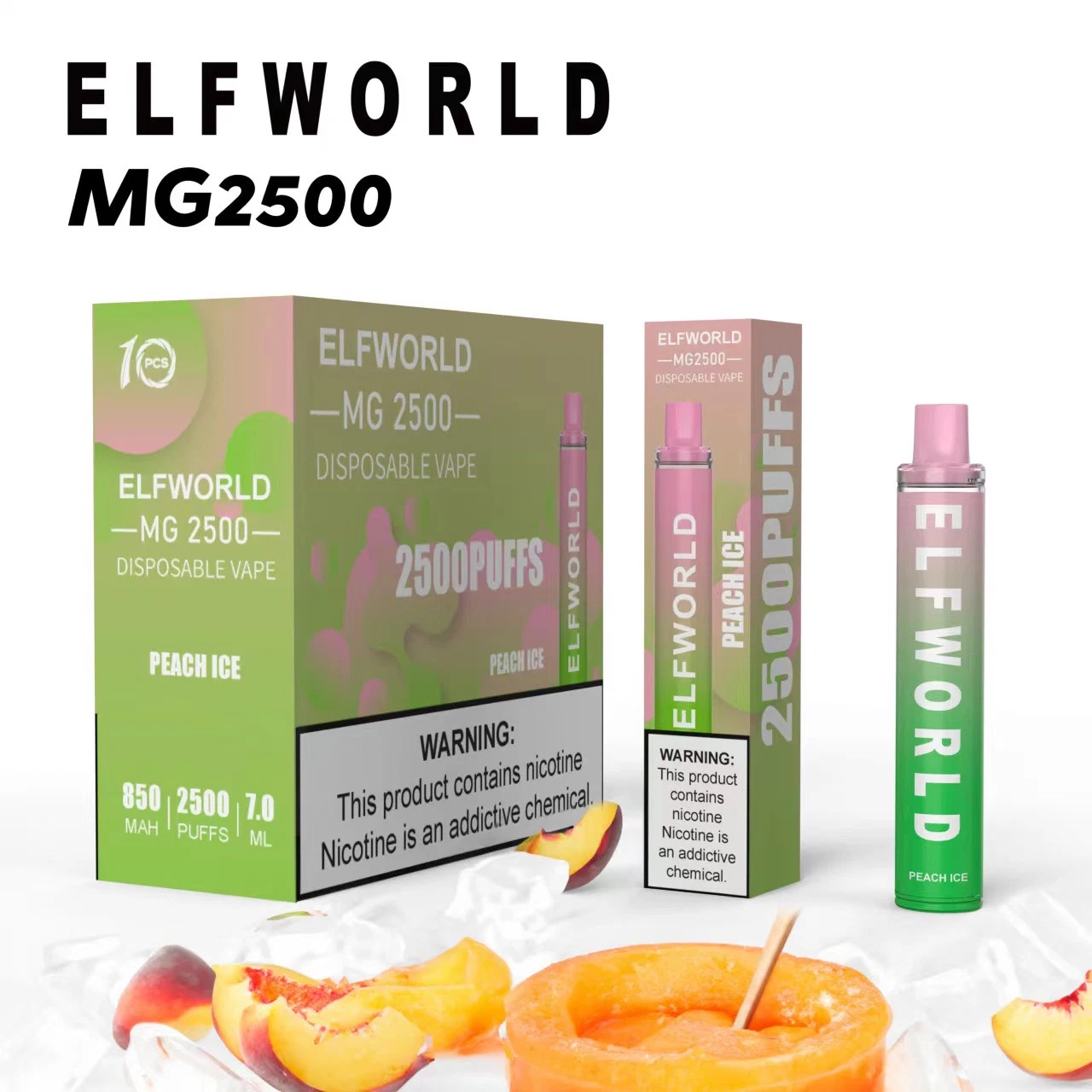 Prix de gros Stylo Vape Jetable 2500 Puff Elfworld Mg avec Différents Arômes