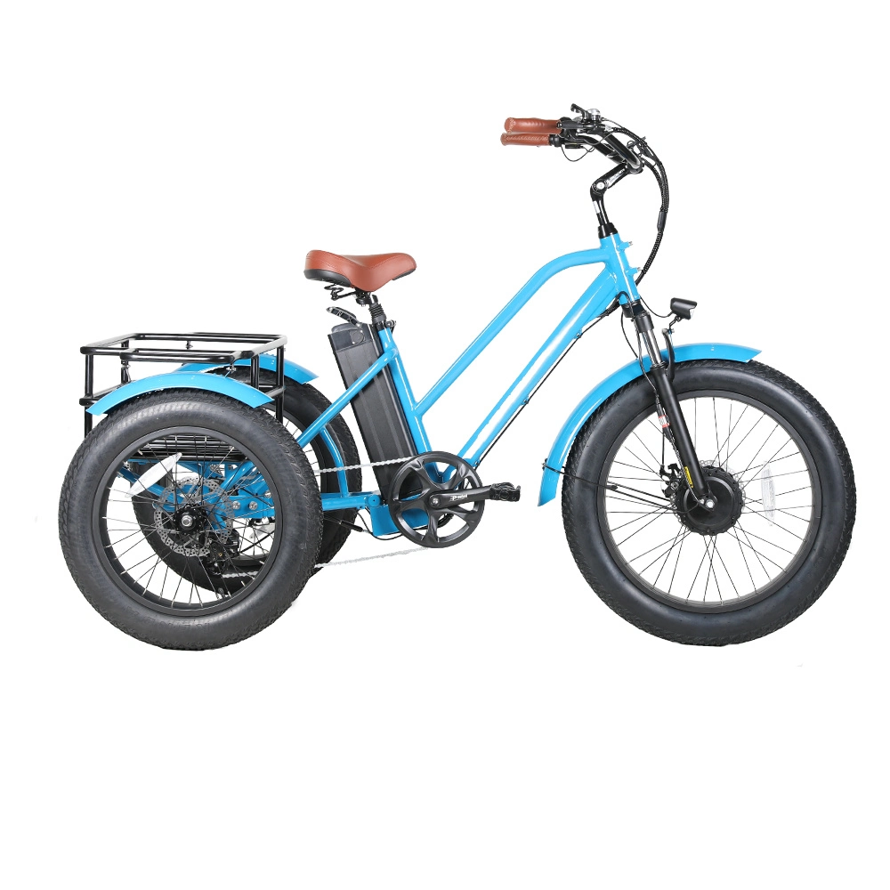 Factory Supply Three Wheel Tricycle 20 Inch Fat Tire Electric Tricycle E Trike Cargo Ebike with Front Drive Motor
