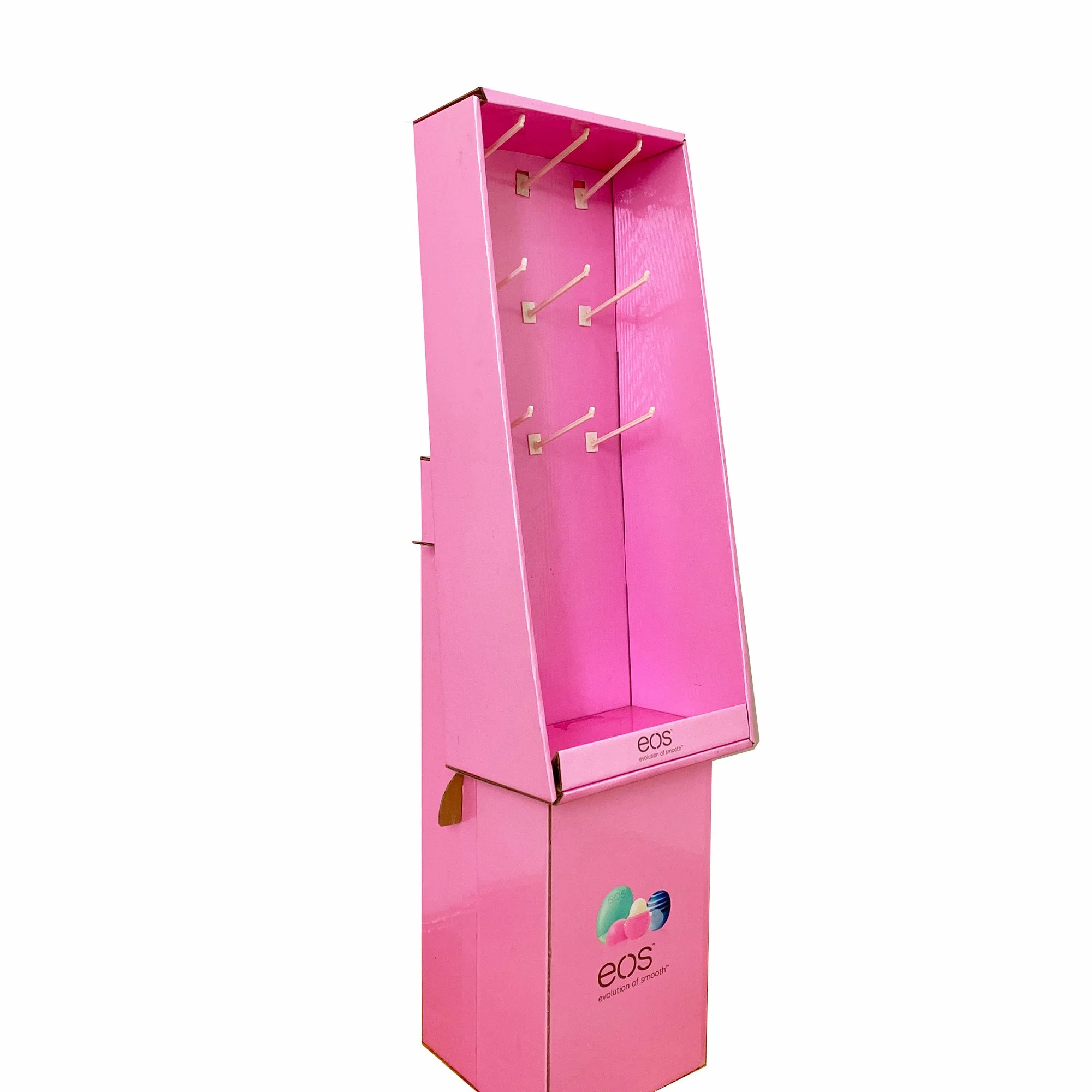 POS Corrugated Cardboard Free Standing Counter Display Unit with Metal/Plastic Hooks