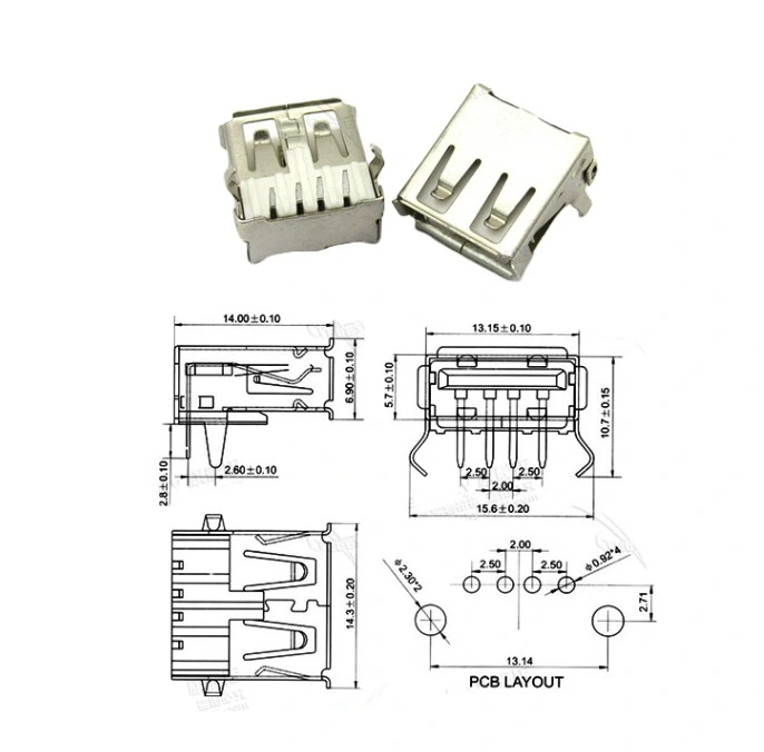 Micro 5POS Connector, Male Head Single Leg Double Cartridge Plate 90 Degree Welding Pad