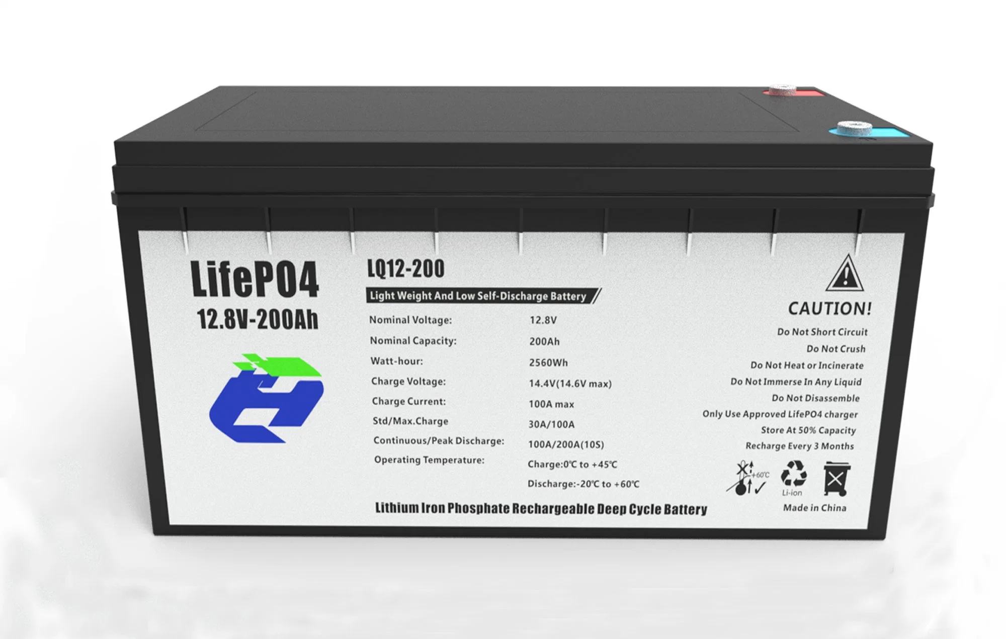 12.8V 160ah 2048wh Built-in Smart BMS LiFePO4 Lithium Battery for RV off Grid Applications