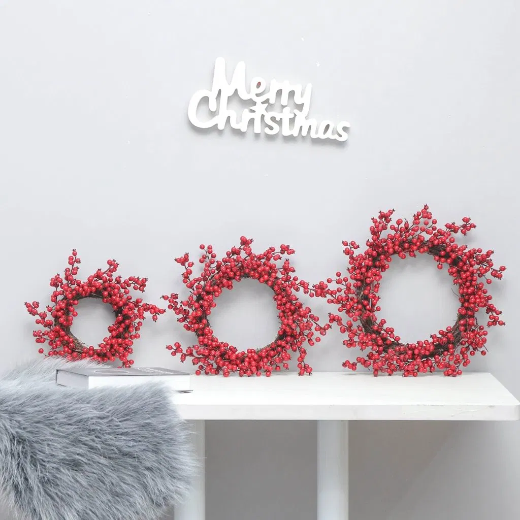 New 40cm Red Haws Berry Wreath for Christmas Decoration