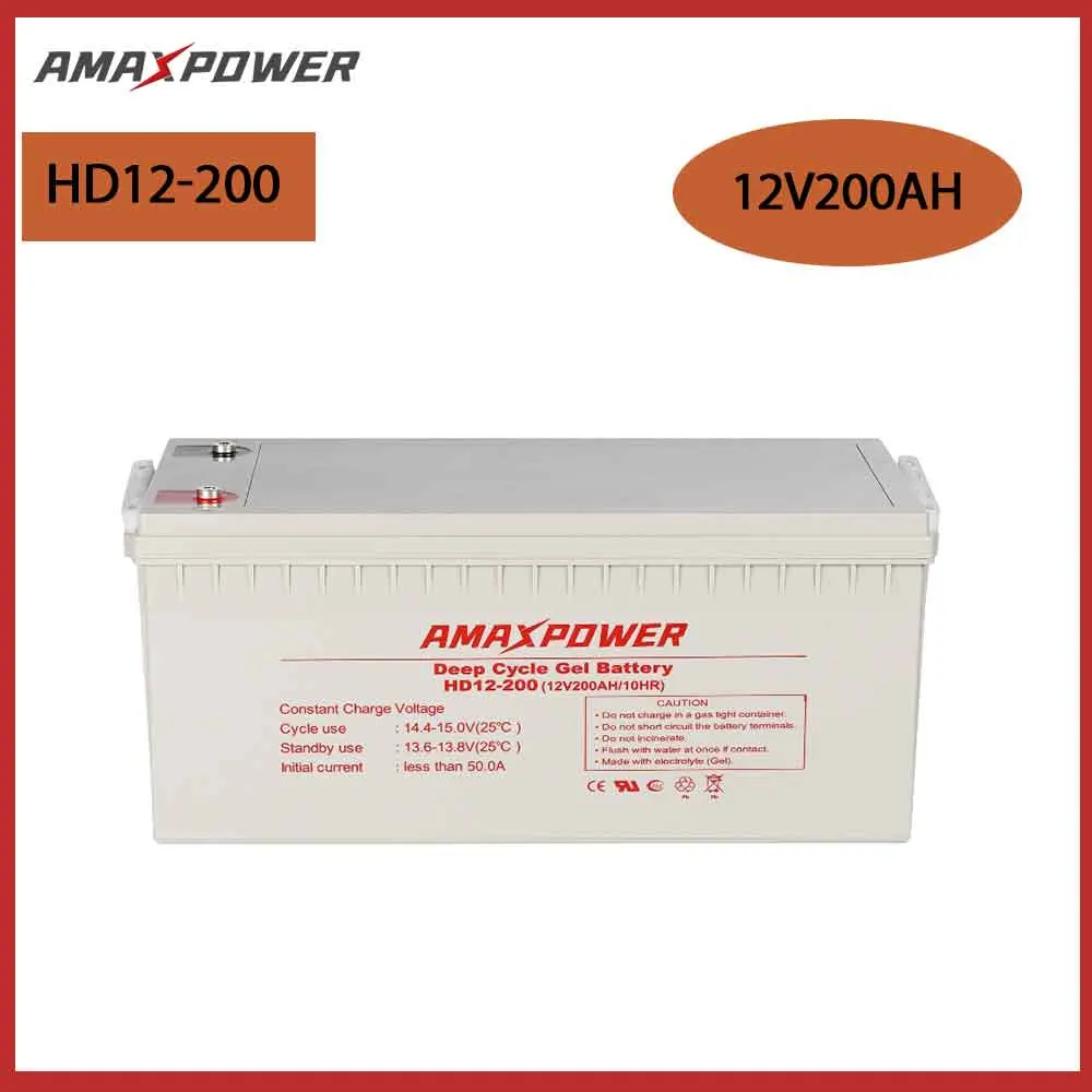 Amaxpower 12V200ah Deep Cycle VRLA Gel Battery Maintenance Free Battery Pack for UPS/Solar and Wind/Emergency System/Electric Powered Vehicles 12V 200ah