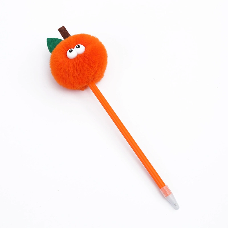 Hot Selling Creative Cute Orange Plush Cartoon Fur Ball Personalized Ballpoint Pen
