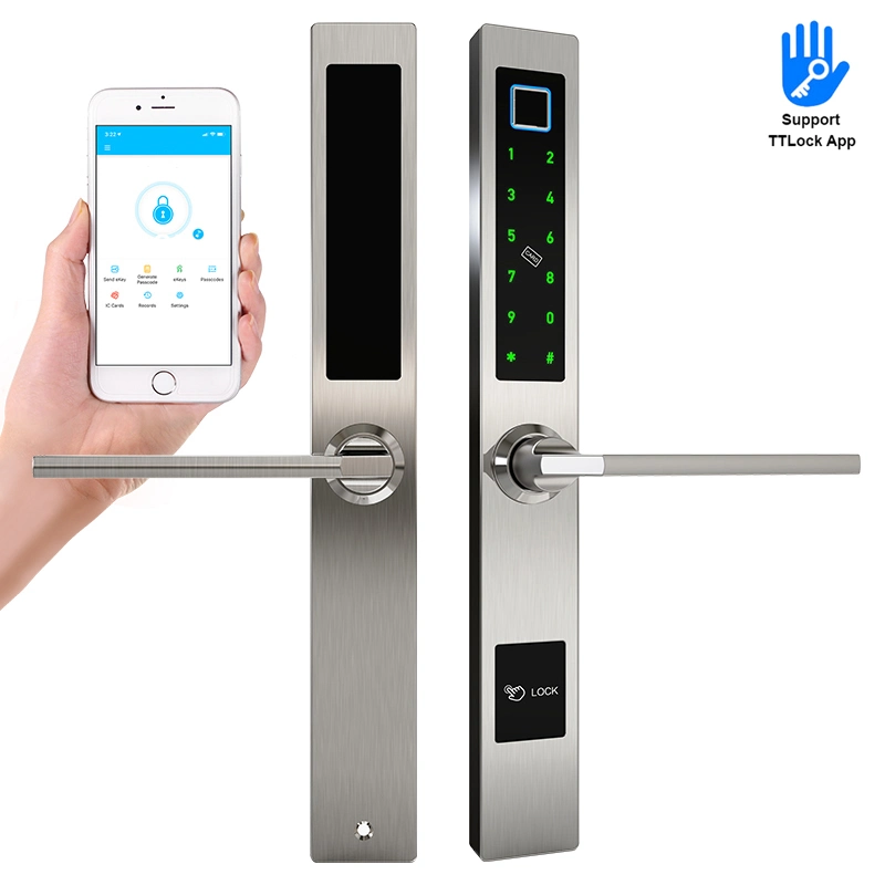 Ttlock APP Smart Lock Fingerabdruck Aluminium Glastür Smart Lock Digitales Türschloss elektronisches Schloss mit Passcode-Karte Fernverriegelung Für Schiebetüren