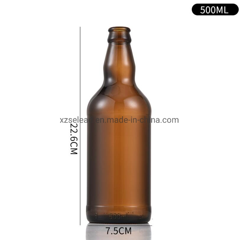 Amber Glass Beer Bottle Beverage Drinking Container with Crown Lid OEM 650ml