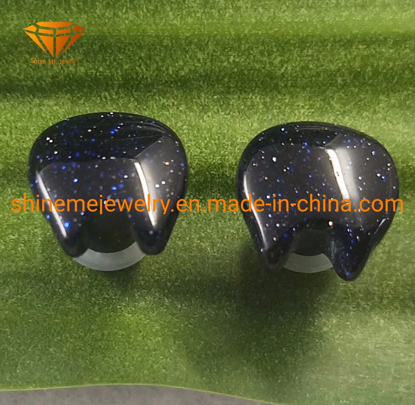 La Piedra Natural Body Piercing Piercing de titanio Azul Goldstone catear los tapones de piedra de SPL1973