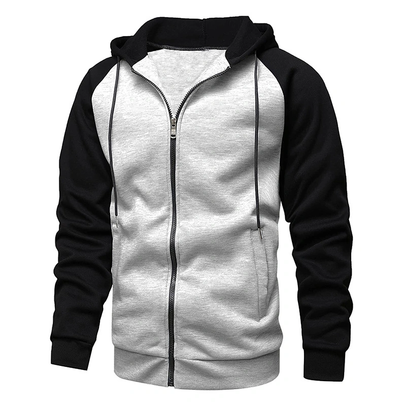 Factory Custom Zipper Hooded Fleece Color Matching Sports Men Cardigan Fleece Hoodies Street Wind Wholesale/Supplier Custom Logo Printed Plain Hoodies