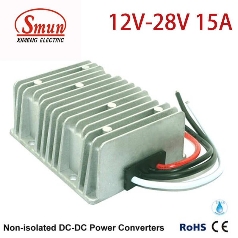 Resistente al agua a 12 VDC no aislado 28VCC 15A 420W de potencia DC-DC