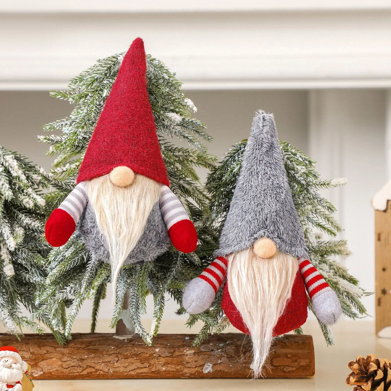 Merry Christmas Decor Product Xmas Noel Santa Claus Red Gonk Plush Gnomes Gifts with Tree Party Supplies