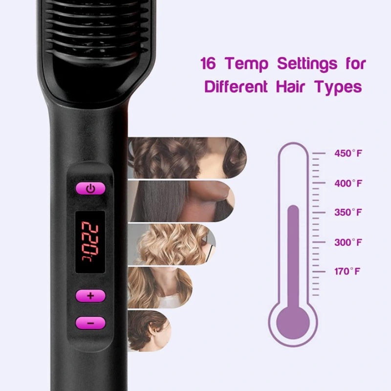 Hair Straightener Brush Straightening Comb Ionic Straightening Brush 20s Fast Ceramic Heating, Anti-Scald, Home Salon Help You Create for Frizz-Free Silky Hair