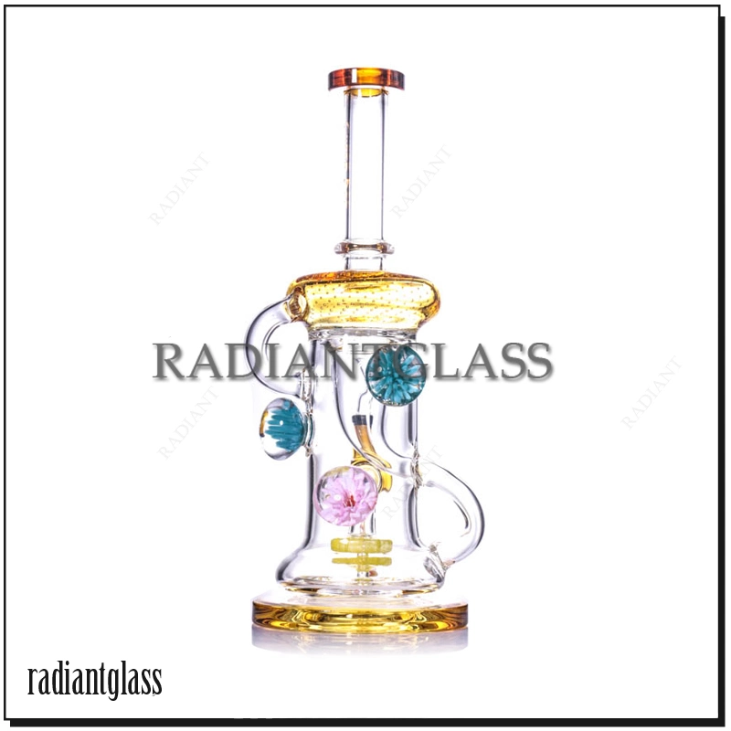 9.6' Wholeasle Glass Water Pipe Little Flower Ball Hookah Pipe Elegant Art