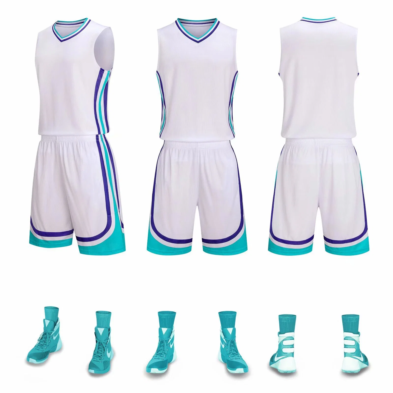 Plain Soccer Custom Jersey Basketball Competition Suit Training Blue Sportswear