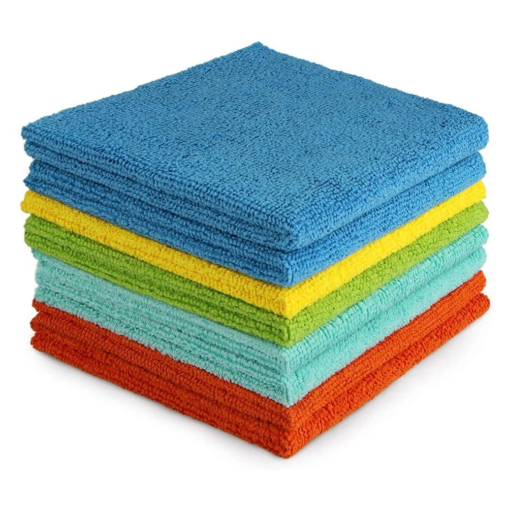 40*40cm 320GSM Overlocked Multiple Cleaning Standard Warp Knitting Microfiber Cloth for Auto Detailing Drying Buffing Waxing Polishing Dusting