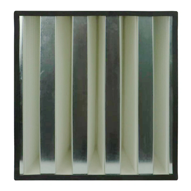 Galvanized V-Type High-Efficiency Box HEPA Air Filter with Metal Frame