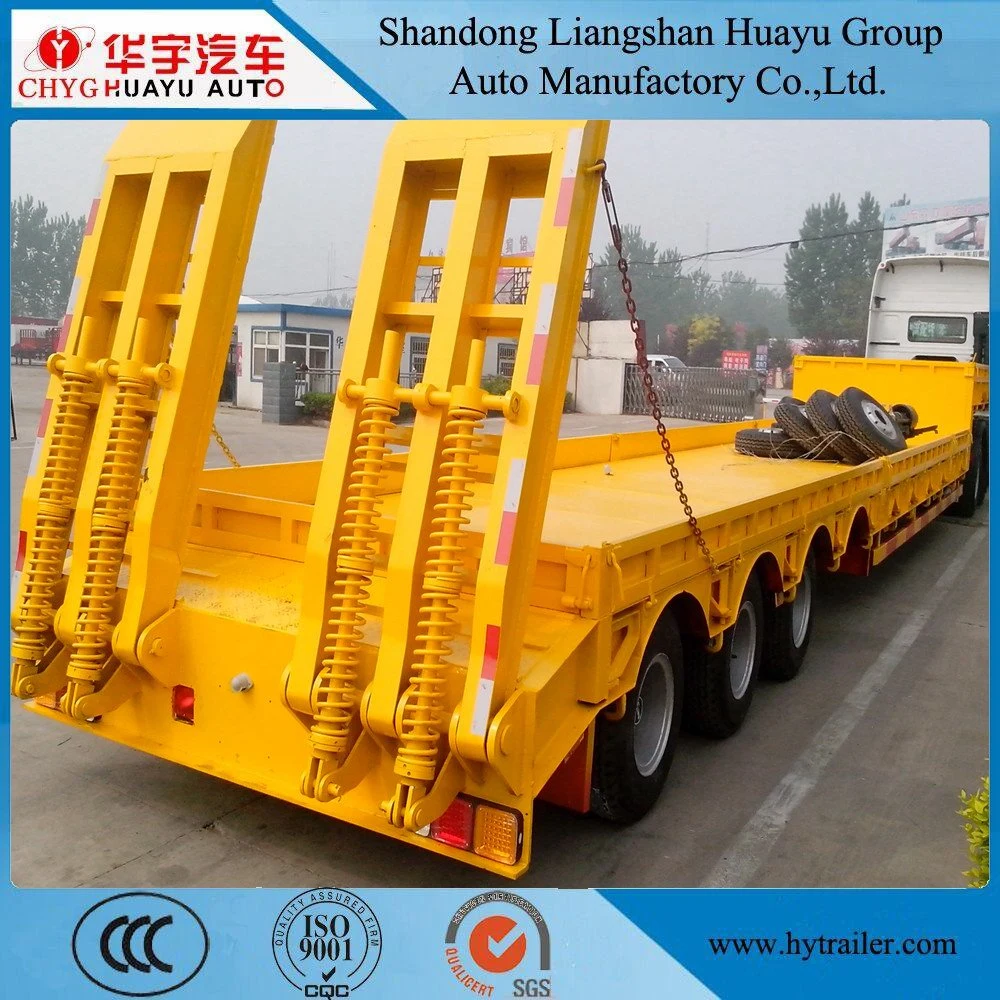 Hydraulic Folding Ramp Drop Deck Low Loader Semi Truck