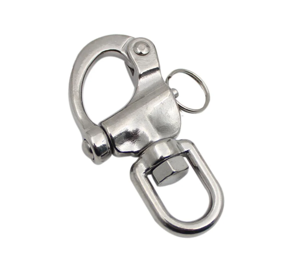 Hot Sale Wire Rope Fittings High Quality Stainless Steel Quick Release Spring Swivel Eye Snap Shackle